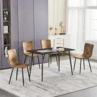 Juego de 4 sillas giratorias de ante para comedor con asiento acolchado, sillas de diseño para salón o cocina, con patas de metal negro, marrón - details 12