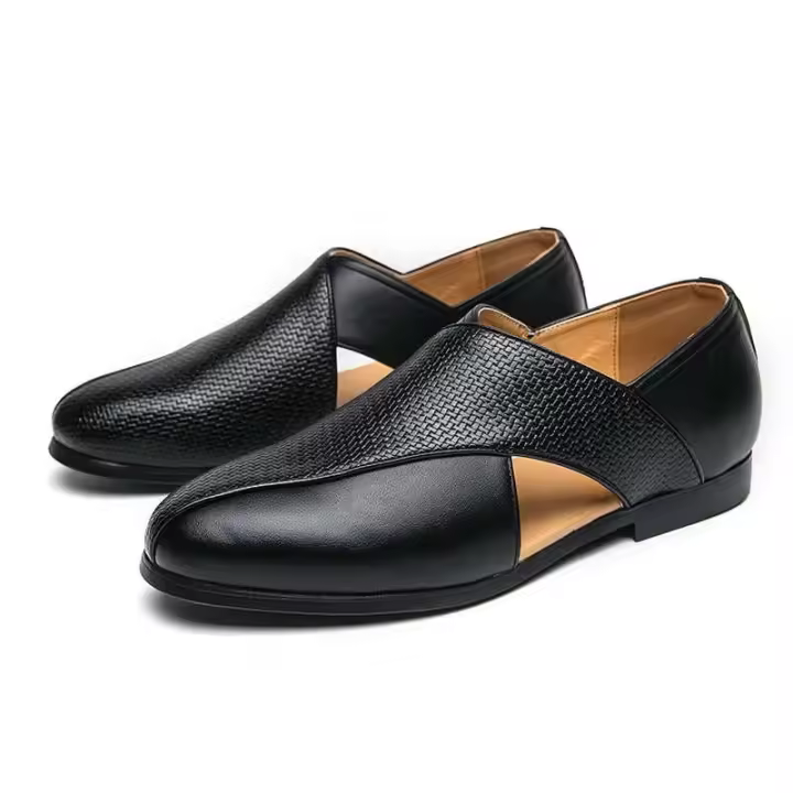 Sandalias formales italianas para hombre, zapatos de vestir informales de cuero Pu, estilo para caminar al aire libre, novedad de 2025 - 1