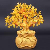 Árboles de riqueza de la suerte de cristal Natural, Mini Árbol de la suerte amarillo creativo, bonsái, árbol del dinero, decoración del hogar - details 1