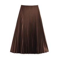 BUNO-moda femenina, faldas plisadas de verano, elegantes, largas, versátiles, Color sólido, pliegues, cintura elástica, faldas holgadas informales para mujer - details 5