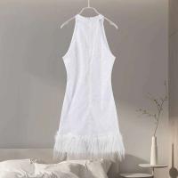 Elegante Vestido de Halter Moda Chic de Cintura Alta para Mujeres Paquete de Lentejuelas con Diseño de Plumas sin Mangas - details 1