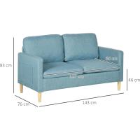 Sofá Moderno de Poliéster con 2 Bolsillos Azul Claro 200 kg de Carga Para Dormitorio Oficina - details 2