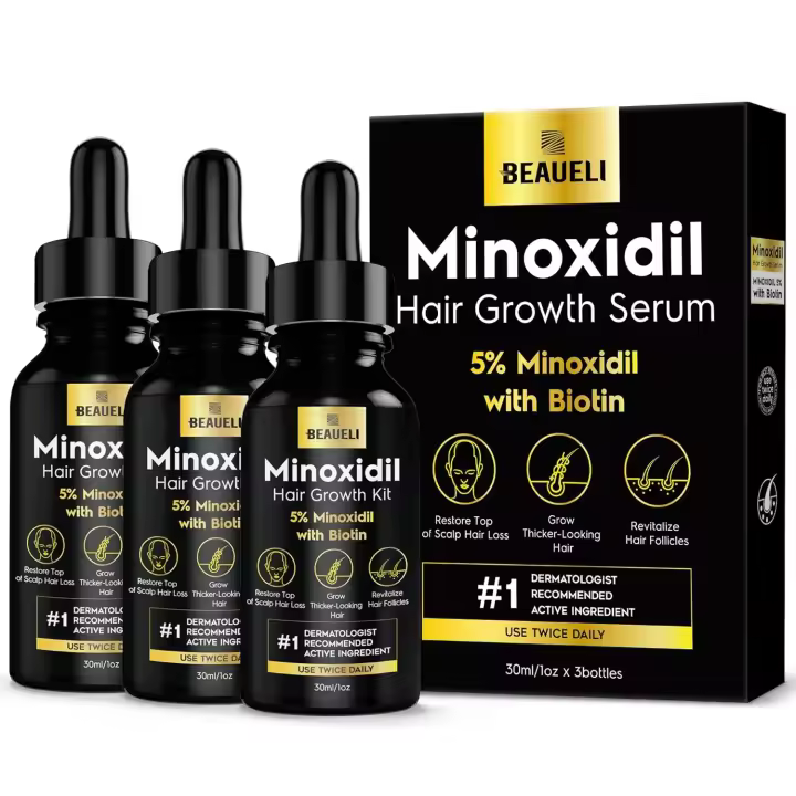 beaueli 5% cabello, crecimiento de barba para hombres, minoxidil 5 por ciento, hombres de crecimiento, tratamientos para la caída del cabello para mujeres 1 oz - 1