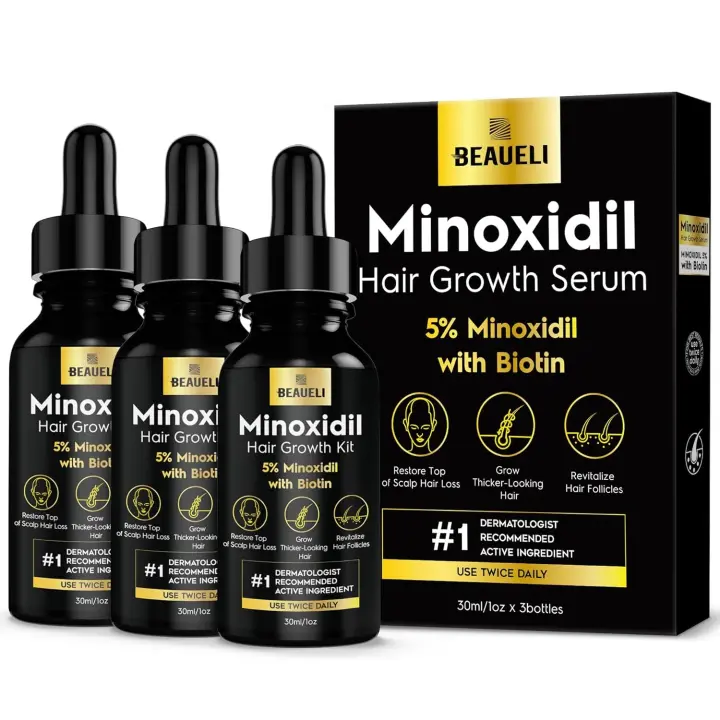 beaueli 5% cabello, crecimiento de barba para hombres, minoxidil 5 por ciento, hombres de crecimiento, tratamientos para la caída del cabello para mujeres 1 oz - 1