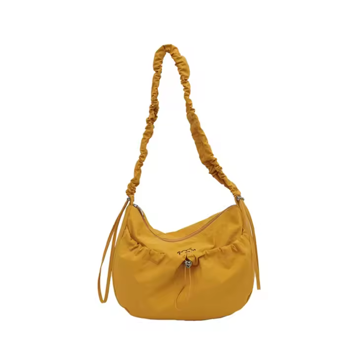 Bolso de hombro plisado de nailon a la moda, bolso cruzado con cordón de estilo coreano de gran capacidad, bolso de mano ligero de Color sólido para mujer - 1