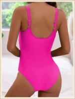 2024 ropa de playa lisa de una sola pieza plisada para mujer, nadadores, traje de baño para nadar, verano - details 11