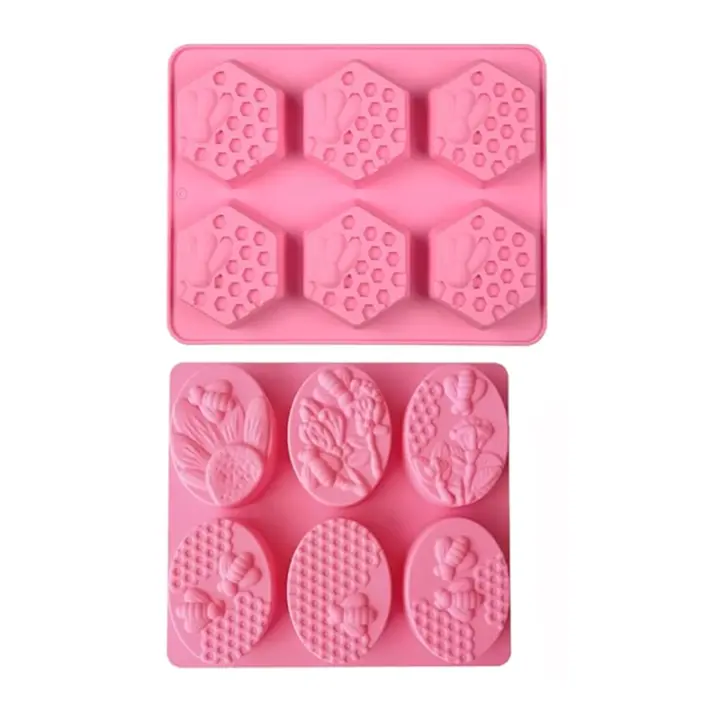 Moldes de silicona para fabricación de jabón, 2 piezas, panal de abeja ovalado, hexagonales, para manualidades - 1