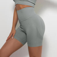 Pantalones cortos de yoga para mujer, leggings deportivos sin costuras de cintura alta con control de barriga para correr - details 5
