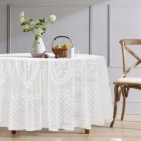 Mantel blanco ENCE con diseño de flores de mariposa, decoración, mantel circular blanco, decoración de mesa de comedor para el hogar - details 0