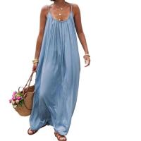 Vestidos básicos de primavera y verano, plisados ​​diarios, lisos, sin mangas, cuello redondo, vestidos de vacaciones para mujer - details 0