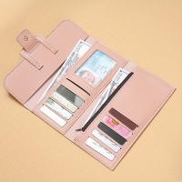 Cartera de moda para mujer, bolso de mano triple largo de piel sintética, monedero con tapa elegante, tarjetero multifuncional con botón a presión - details 4