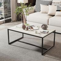 Mesa de centro de mármol para café: Mesa auxiliar de café con marco de metal estilo nórdico moderno para sofá de salón 100x60x43cm (gris) - details 26