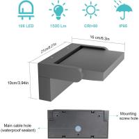 Lámpara LED de Pared de 24W para Exterior Interior IP65, Luz de Pared Ajustable, Moderno Apliques de Pared Aluminio para Entrada Jardines Pasillo Sala, Blanco Cálido 2700K-3000K, Bronce - details 29