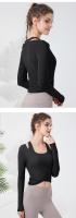 Camiseta de Yoga para Mujer de Manga Larga Top Deportivo de Nylon con Almohadilla - details 0
