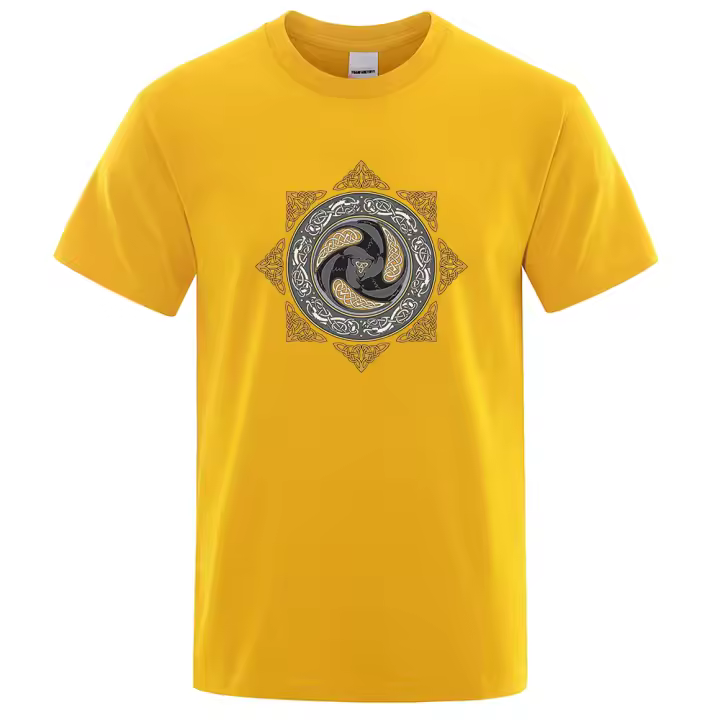 Camiseta informal de algodón para hombre, Camisetas Básicas de manga corta para hombre, camisetas con estampado Vintage de VIKINGS, Tops de verano - 1