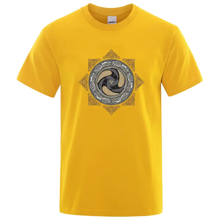 Camiseta informal de algodón para hombre, Camisetas Básicas de manga corta para hombre, camisetas con estampado Vintage de VIKINGS, Tops de verano - 1