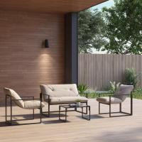 Jardín de Mesh Negro Poliéster Conjunto de Mobiliario Exterior para 4 Personas - details 1