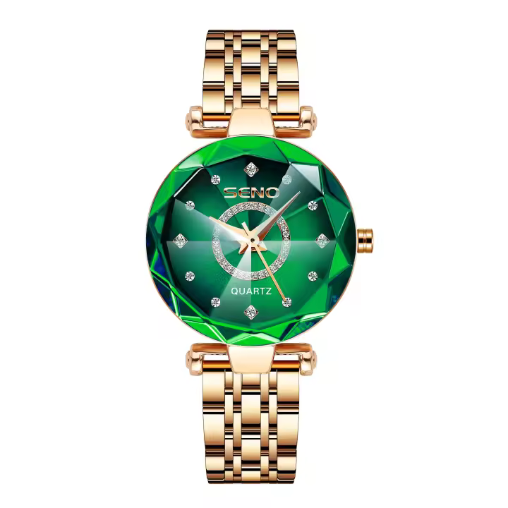 Reloj de Pulsera de Acero Inoxidable para Mujer Ocean Star Cristal de Gradiente Diamante Acolchado - 1