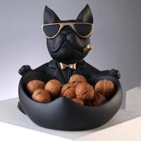Escultura de Bulldog Francés, estatua de perro con bandeja y soporte para llaves, adornos de decoración del hogar, regalo de almacenamiento, estatuilla de Animal - details 4