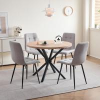 Juego de Comedor de Mesa Redonda 100cm con 4 Sillas Conjunto de Mesa y Sillas de Comedor, Cocina y Salón (Madera Oscura+Marrón Claro (PU)) - details 56