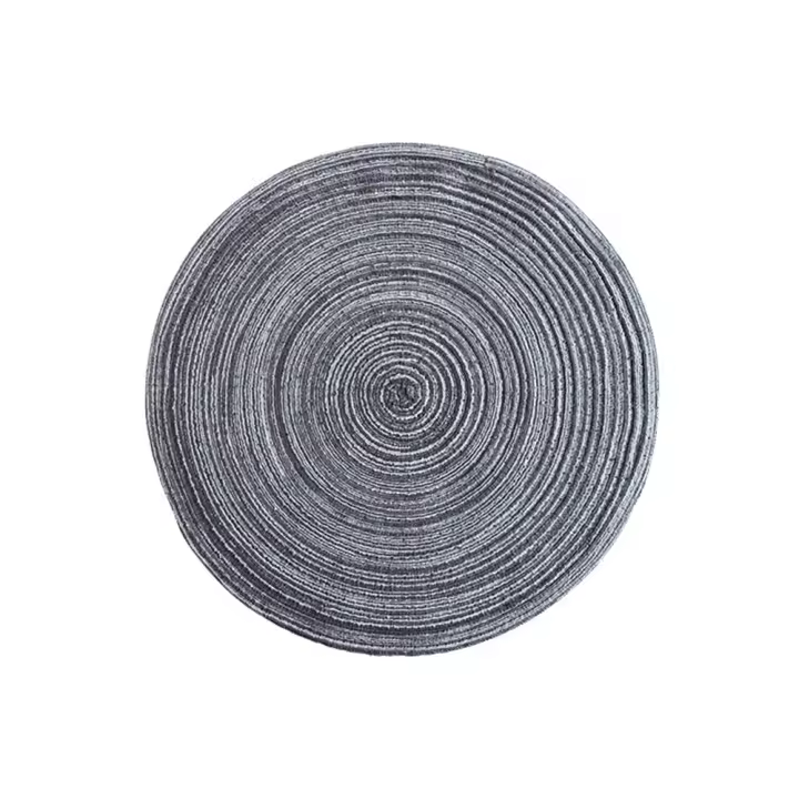 6 piezas de tapetes redondos de ramia tejida antideslizantes para mesa de alimentos, tapetes para vajilla, tazas y tazón. - 1