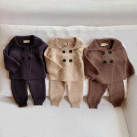 Ropa de punto para niños pequeños, suéter y pantalones de Color sólido, conjuntos de ropa de bebé, 2 piezas, Primavera - details 1