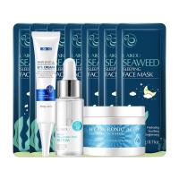 LAIKOU-Juego de cuidado de la piel facial hidratante, crema de colágeno con esencia de algas marinas, suero, mascarilla para dormir y crema para ojos, traje de maquillaje de belleza - details 0