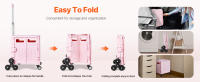SucceBuy Carro utilitario plegable, carro rodante con caja portátil plegable de 65 litros. Equipado con ruedas para subir escaleras y 360 °   Ruedas giratorias. Mango telescópico. Ideal para compras, oficina, mudanzas, profesores. - details 4