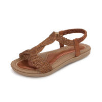 Sandalias de verano, nuevas sandalias de moda con diamantes de agua, zapatos casuales de mujer, planas, con cinturón elástico de moda y punta cerrada. - details 3