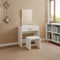 Tocador de maquillaje, madera, cajones, blanco, 130 x 63,5 x 39 cm 9 cm - details 0