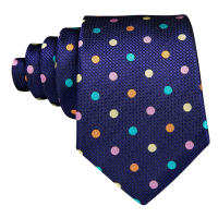 Set De Corbata Y Pochette Para Hombre En Azul Con Puntos De Alta Calidad En Seda Y Poliéster Estilo Fashion Para Negocios Y Fiestas Diseñador Barry.Wang - details 6
