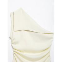 OUWU- Blusa Drapeada Asimétrica Para Mujer, Un Hombro, Cremallera Lateral, Top Elegante De Moda, Camisa Femenina - details 3