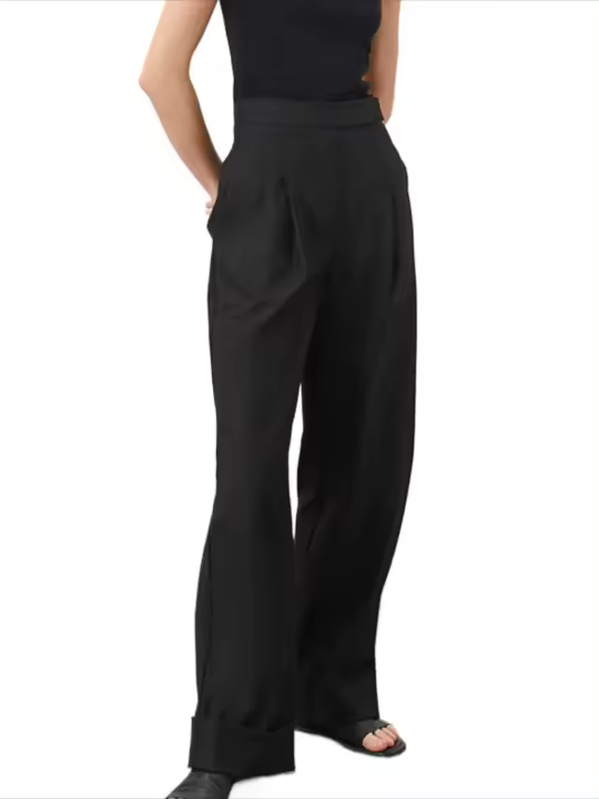 Pantalones de pierna ancha de cintura alta para mujer cómodos y sueltos primavera otoño - 1