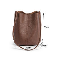 Hombro vintage de gran capacidad para mujer, bolso cruzado informal de piel sintética, color sólido, bolso de compras con asas - details 4
