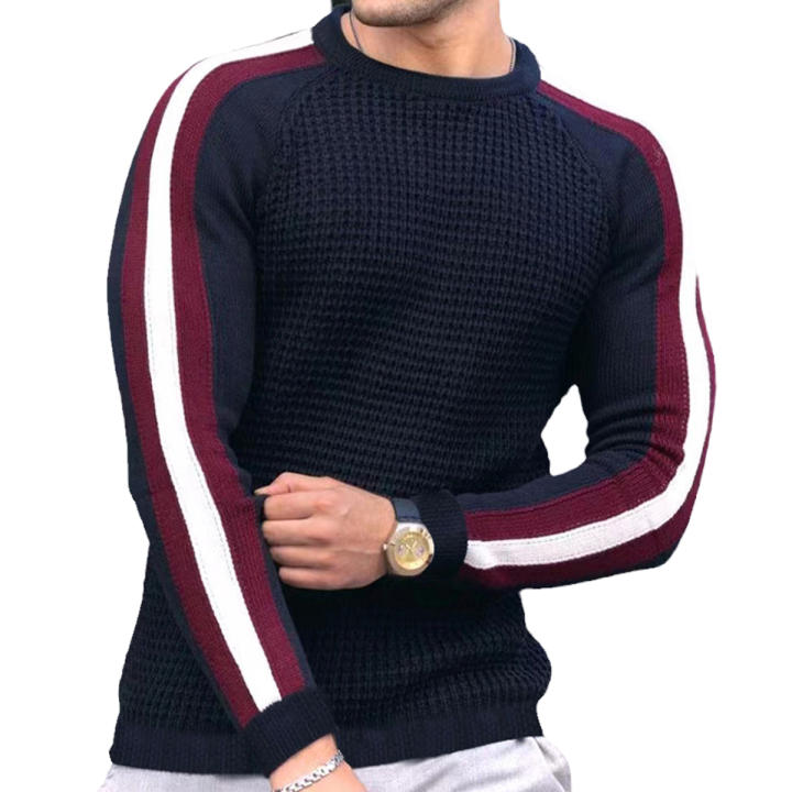 Jersey De Manga Larga Con Cuello Redondo Para Hombre, Suéter Con