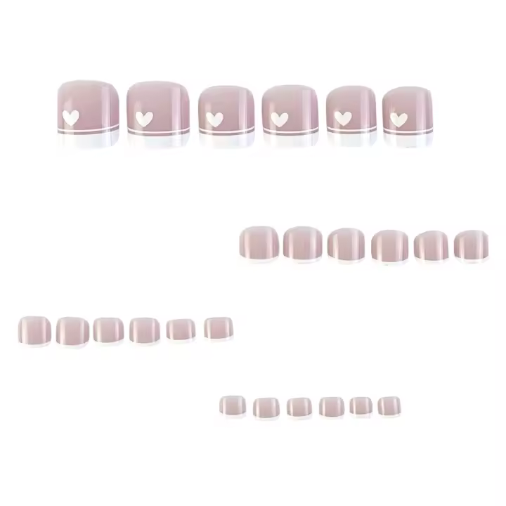 24PCS,Uñas de estilo francés para mujeres y niñas,Uñas postizas reutilizables,Dulce y encantador,Salón de uñas - 1