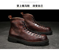 Botas de cuero de alta gama para hombre, zapatos de piel de vaca pura, botas altas de piel de vaca de primera capa - details 24