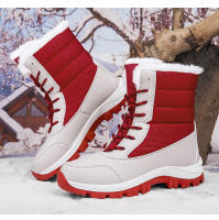Botas de nieve antideslizantes para exteriores para mujer, zapatos grandes de algodón de esquí de tubo medio alto, gruesos y cálidos de terciopelo, para invierno - details 5