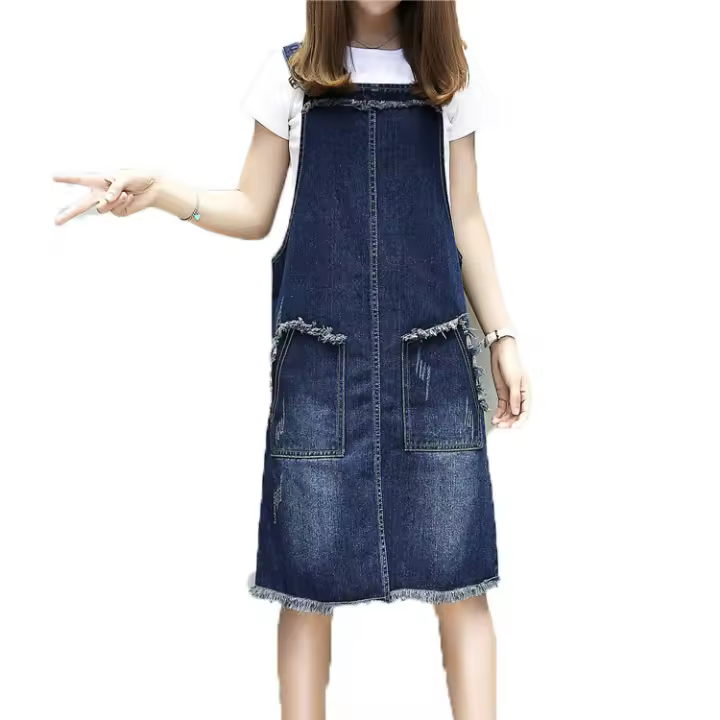 Vestido de mezclilla para mujer Vestidos vaqueros con correa ajustable - 1