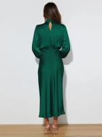 Primavera Verano nuevo vestido de manga larga de satén de gama alta vestido de noche elegante para mujer ropa de fiesta vestidos de celebridades - details 8