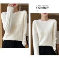 Elegante Suéter de Lana 100% Cuello Redondo, Manga Larga, Moda de Invierno para Mujeres - details 15