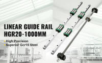 SucceBuy Riel de guía lineal, 2 rieles deslizantes HGR20-1000 mm con 1 tornillo de bolas RM1605-1000 mm, kit BF12/BK12, rieles lineales cuadrados para enrutadores CNC, tornos y molinos de bricolaje - details 0