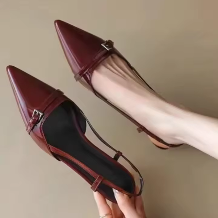 Sandalias de Tacón para Mujer 2025 Moda de Primavera, Puntiagudos, Calzado Bajo de Verano - 1