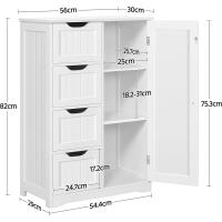 Armario de baño de suelo, mueble de baño con 4 cajones, mueble auxiliar, cómoda, armario con 2 puertas, estante ajustable 81x30x83 cm blanco - details 28