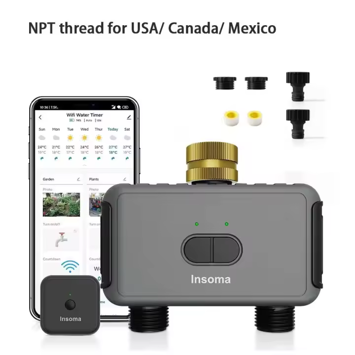 Inoma Timador de Agua Gateway de Doble Manguera para Jardín Automático de Riego - 1