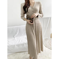 Vestidos largos de punto maxi 2023 Mujer Invierno Ropa básica Vestido suéter cálido con cordones y cinturón Vestidos - details 9