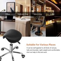 Taburete con Ruedas Silla Trabajo Altura Ajustable Giratorio Taburete de Oficina con Asiento de Silla de Montar Negro - details 5