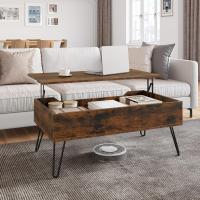 Mesa de Centro Elevable y Extensible Con Espacio Interno, Auxiliar Con Patas Metálicas Para Salón, 95x50x(40-55,5) cm, Marrón Rústico, BTS18hov - details 10