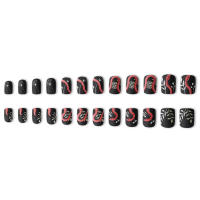 Uñas postizas negras con temática de Halloween, uñas postizas a prueba de salpicaduras para ropa de actuación en escenario - details 4