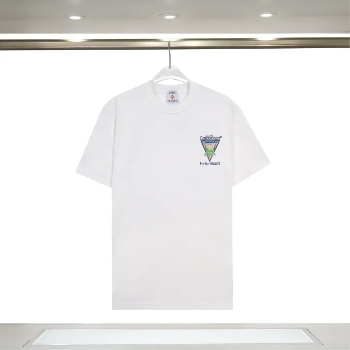Camiseta Deportiva de Algodón Puro para Hombres Cuello Redondo, Estampado de Logotipo Delantero, Estilo Casual para el Verano - 1